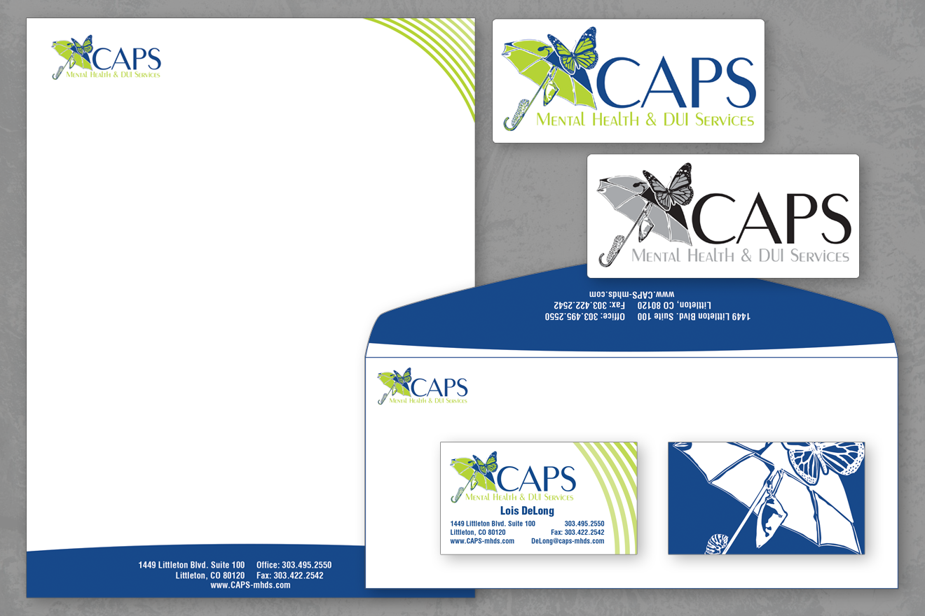 Identity design and business paper set for CAPS Mental Health Services